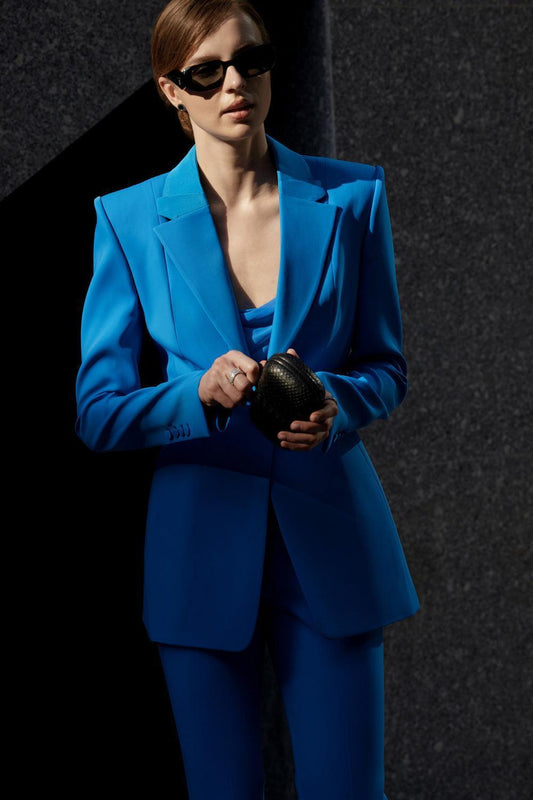 Barker Structured Square Shoulder Crepe Blazer - MEAN BLVD