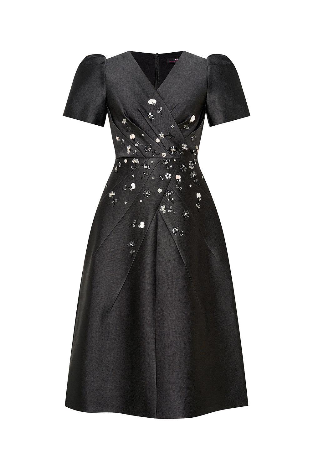 Women's Bautista A-Line V-Neck Taffeta Midi Dress S/m/l/xl/xxl Black Mean Blvd Black / XXL