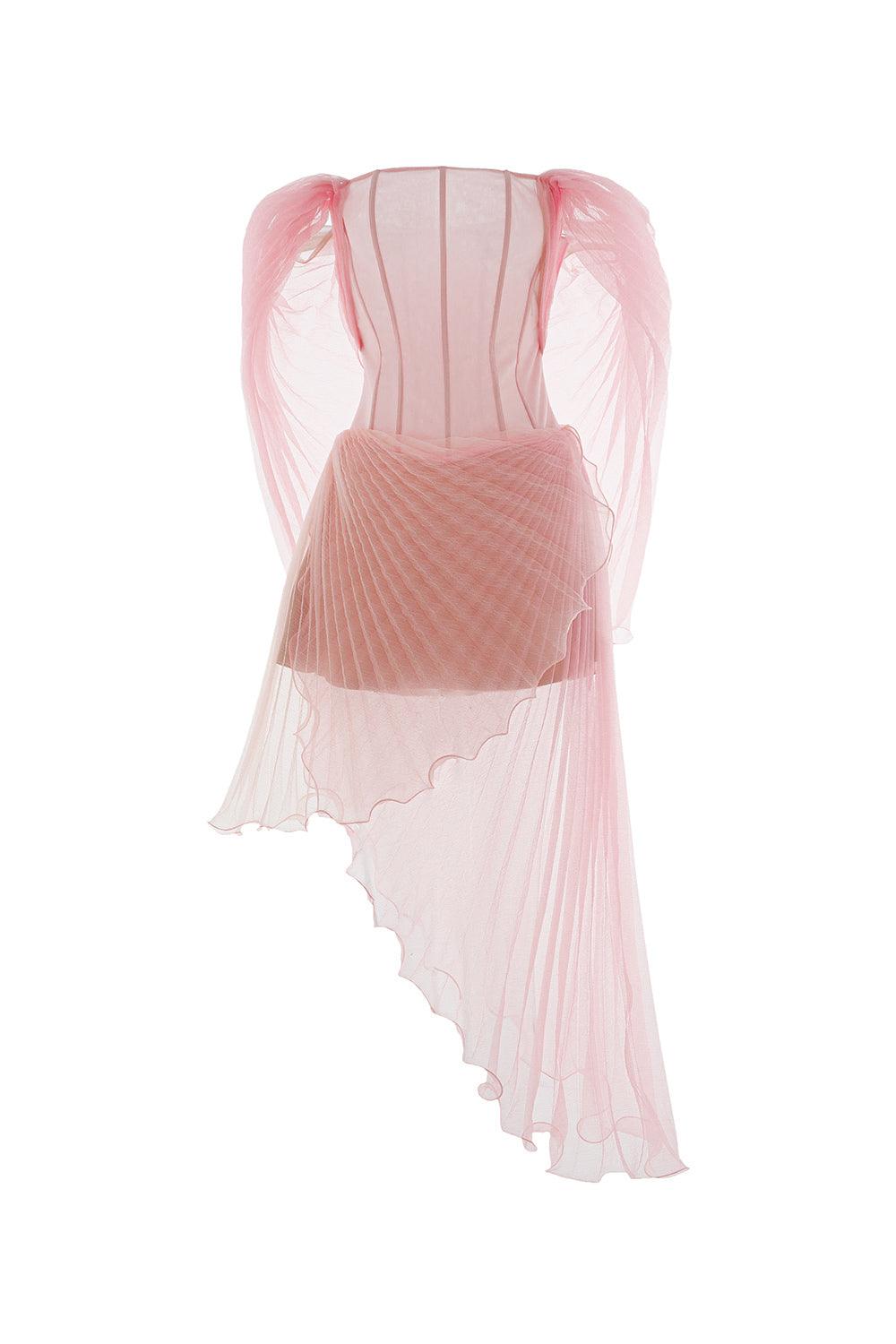 Women's Bellerose Wrap Cape Sleeved Chiffon Midi Dress XS/XS/S/M/L/XL/Customize Pink Mean Blvd Pink / XL Women's Bellerose Wrap Cape Sleeved Chiffon Midi Dress XS/XS/S/M/L/XL/Customize Pink Mean Blvd Pink / XL