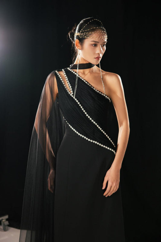 Brandt A-line Asymmetric Twill Floor Length Dress - MEAN BLVD