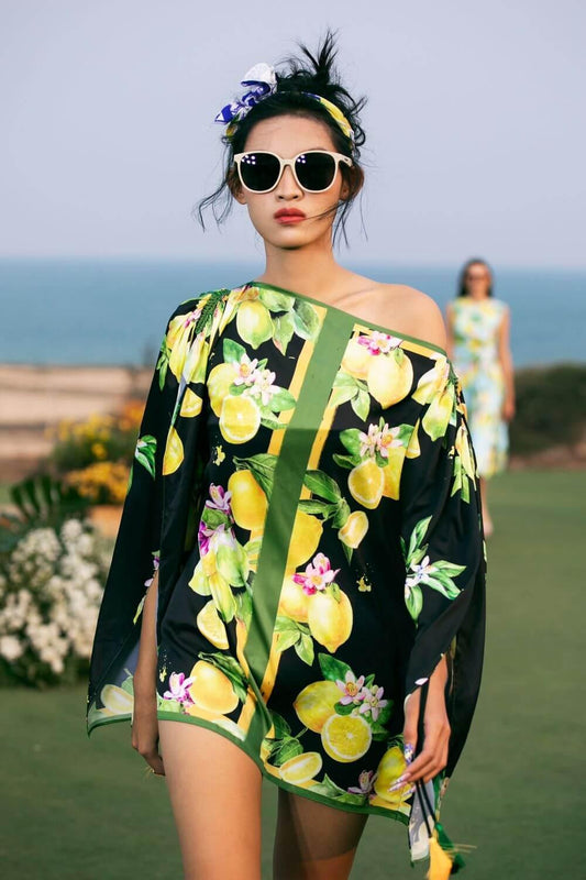 Brielle Asymmetric Tie String Latin Silk Top - MEAN BLVD