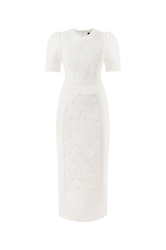 Calista Sheath Short Sleeved Linen Blend Midi Dress - MEAN BLVD