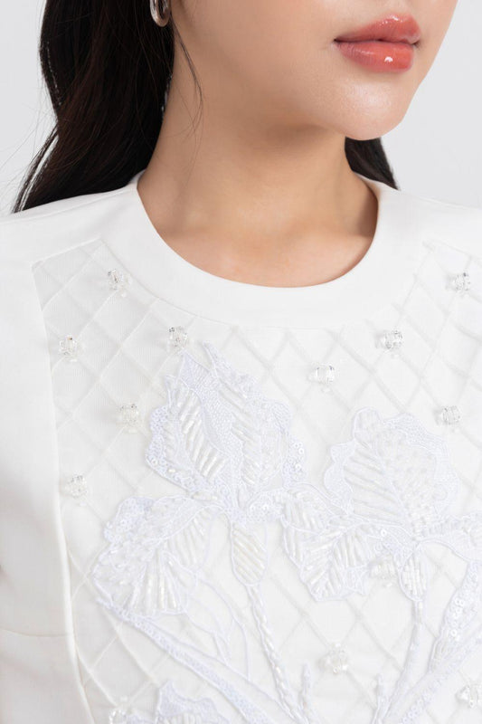 Calista Sheath Short Sleeved Linen Blend Midi Dress - MEAN BLVD