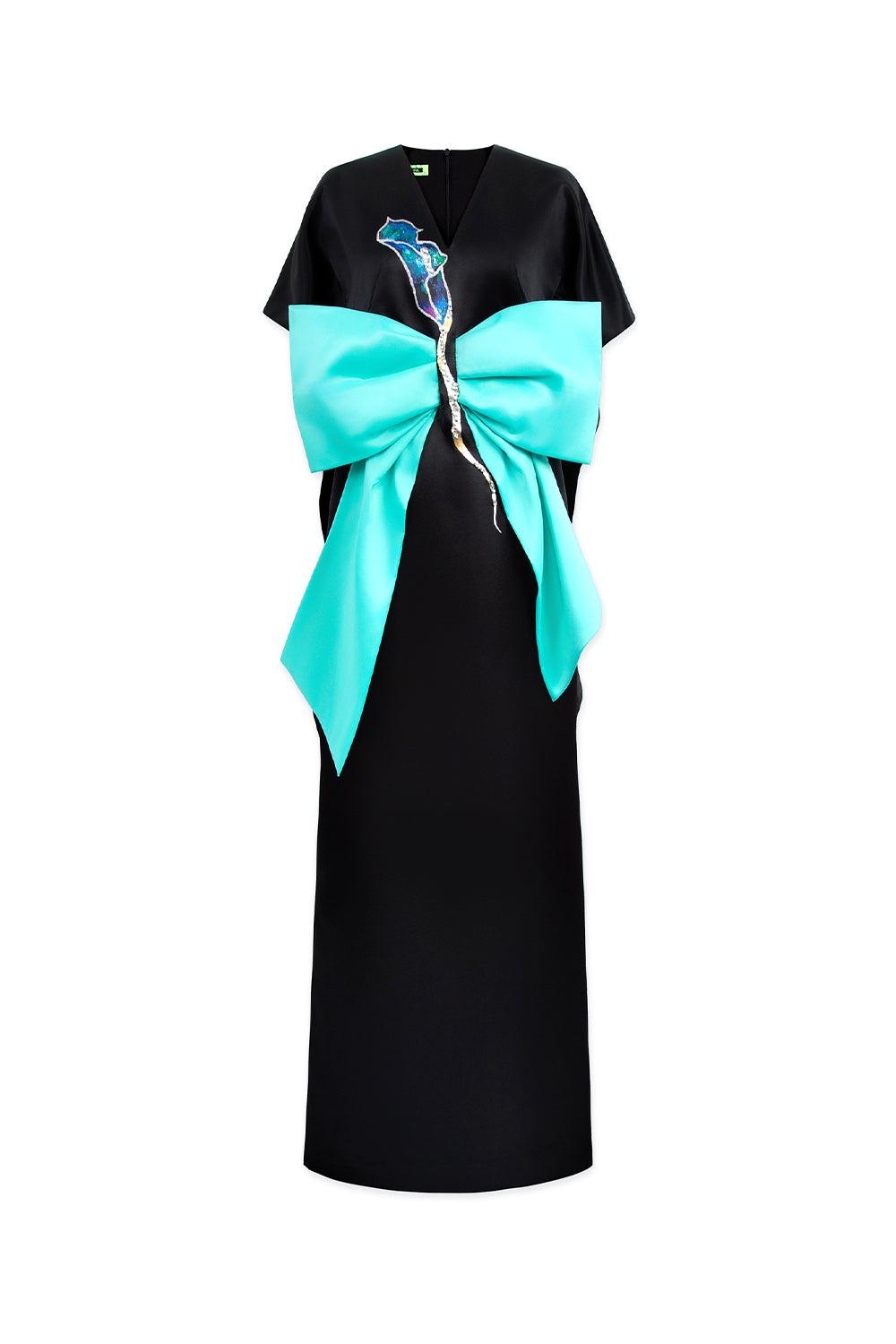 Women's Calla Straight Batwing Sleeved Duchess Satin Maxi Dress Xs/S/M Black Mean Blvd Black / M