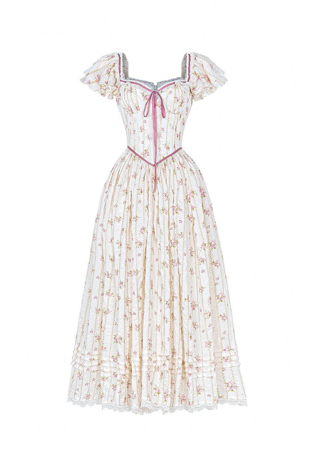 slim fit dress slacks Women's Camellia Fit and Flare Flutter Sleeved Mesh Silk Midi Dress XS/S/M/L/Customize Baby Pink/White Plain/Floral Mean Blvd Xs / White / Floral