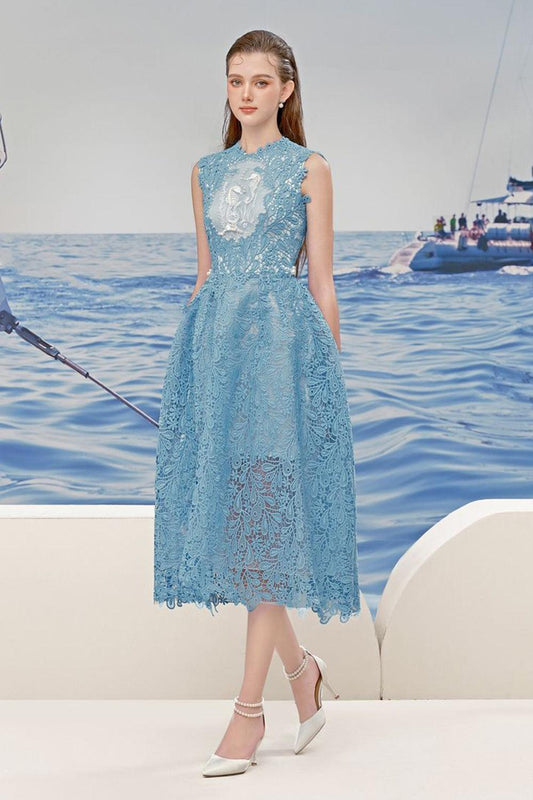 Cara A-line Sleeveless Lace Midi Dress - MEAN BLVD