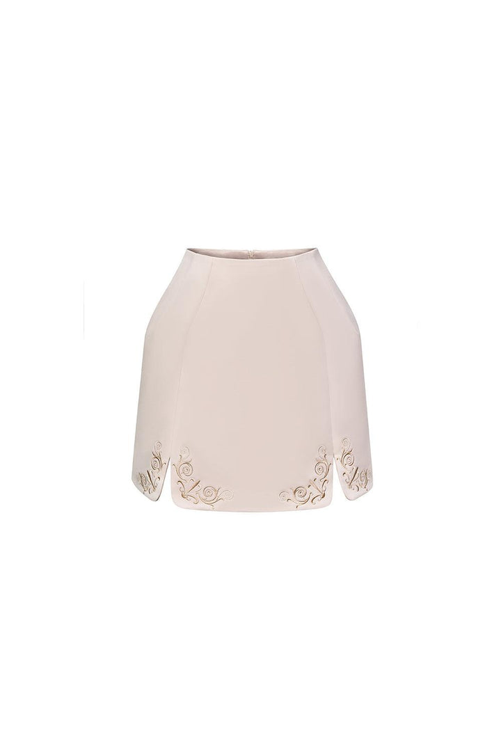 Caroline A-line Embroidered Taffeta Mini Skirt - MEAN BLVD