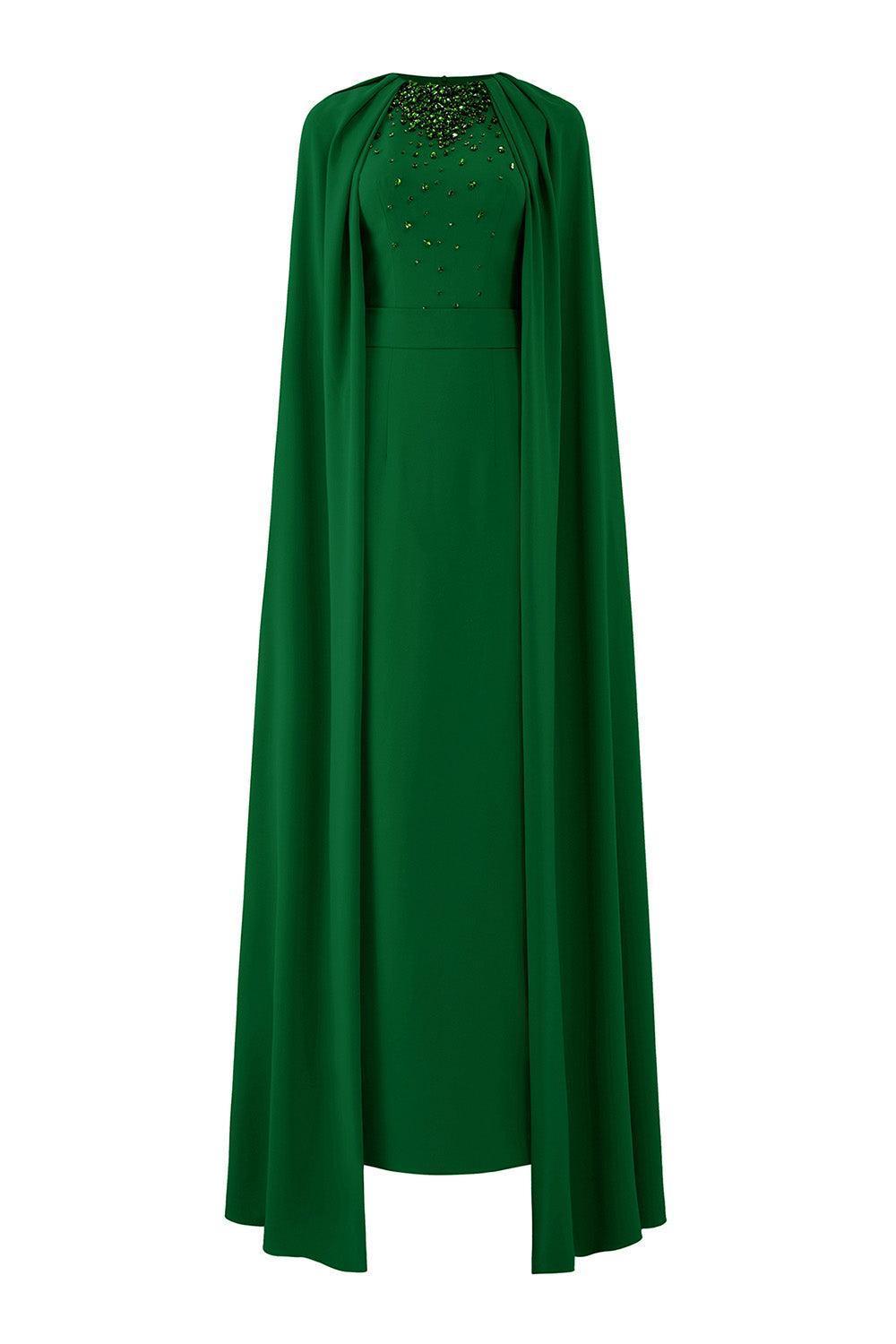 Women's Chanel Sheath Cape Shoulder Silk Floor Length Dress XS/S/M/L/XL/XXL/Customize Green MEAN BLVD Green / S Women's Chanel Sheath Cape Shoulder Silk Floor Length Dress XS/S/M/L/XL/XXL/Customize Green MEAN BLVD Green / S