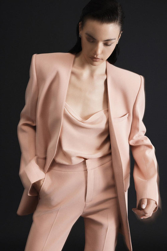 Cheddar Straight Lapelless Crepe Blazer - MEAN BLVD