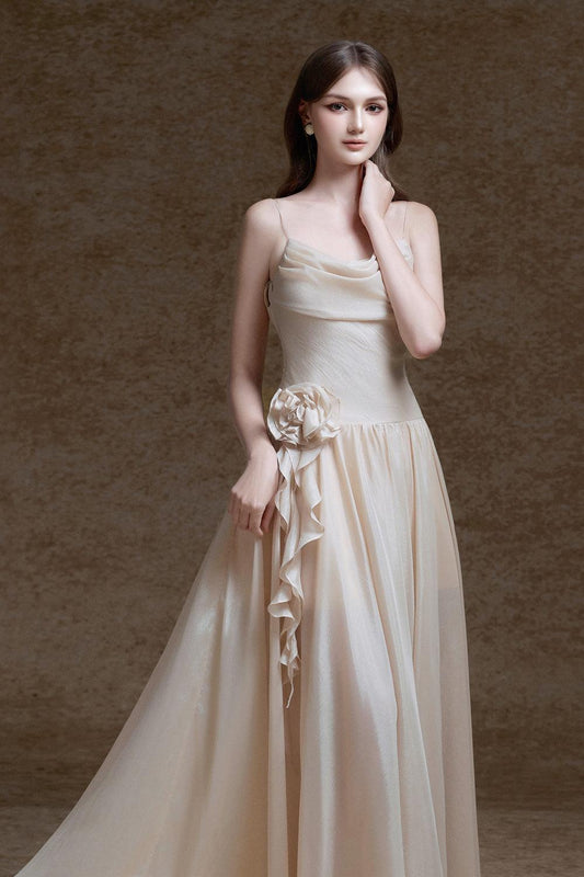 Ciara A-line Cowl Neck Voile Maxi Dress - MEAN BLVD