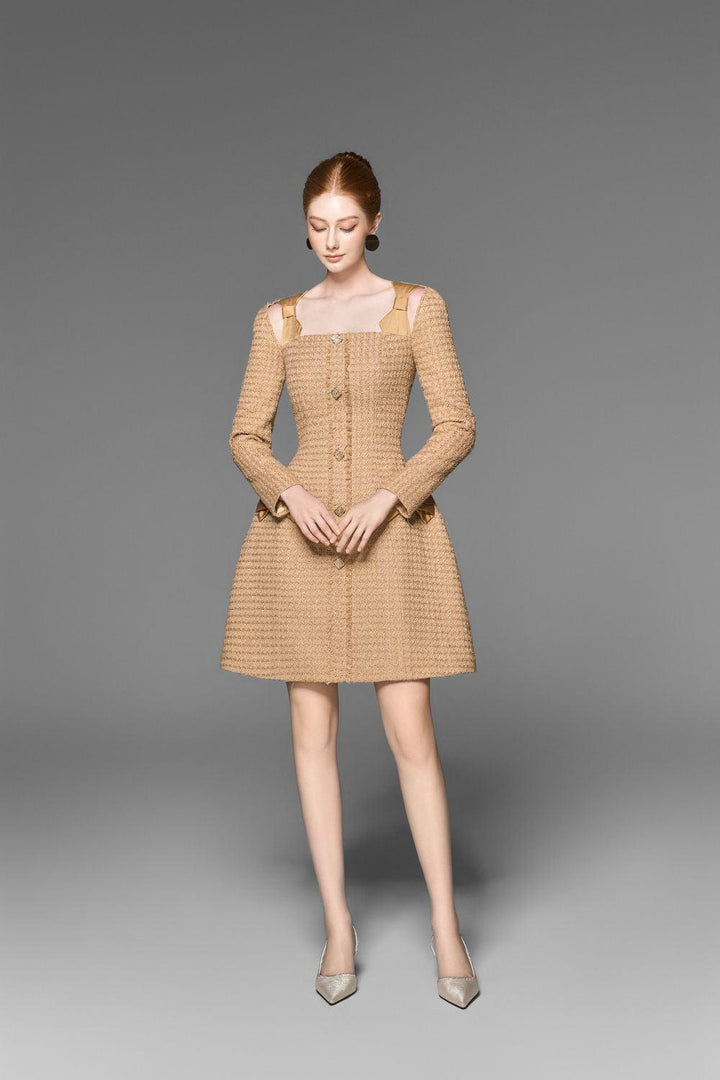 Coco A-line Cut-Out Tweed Mini Dress - MEAN BLVD