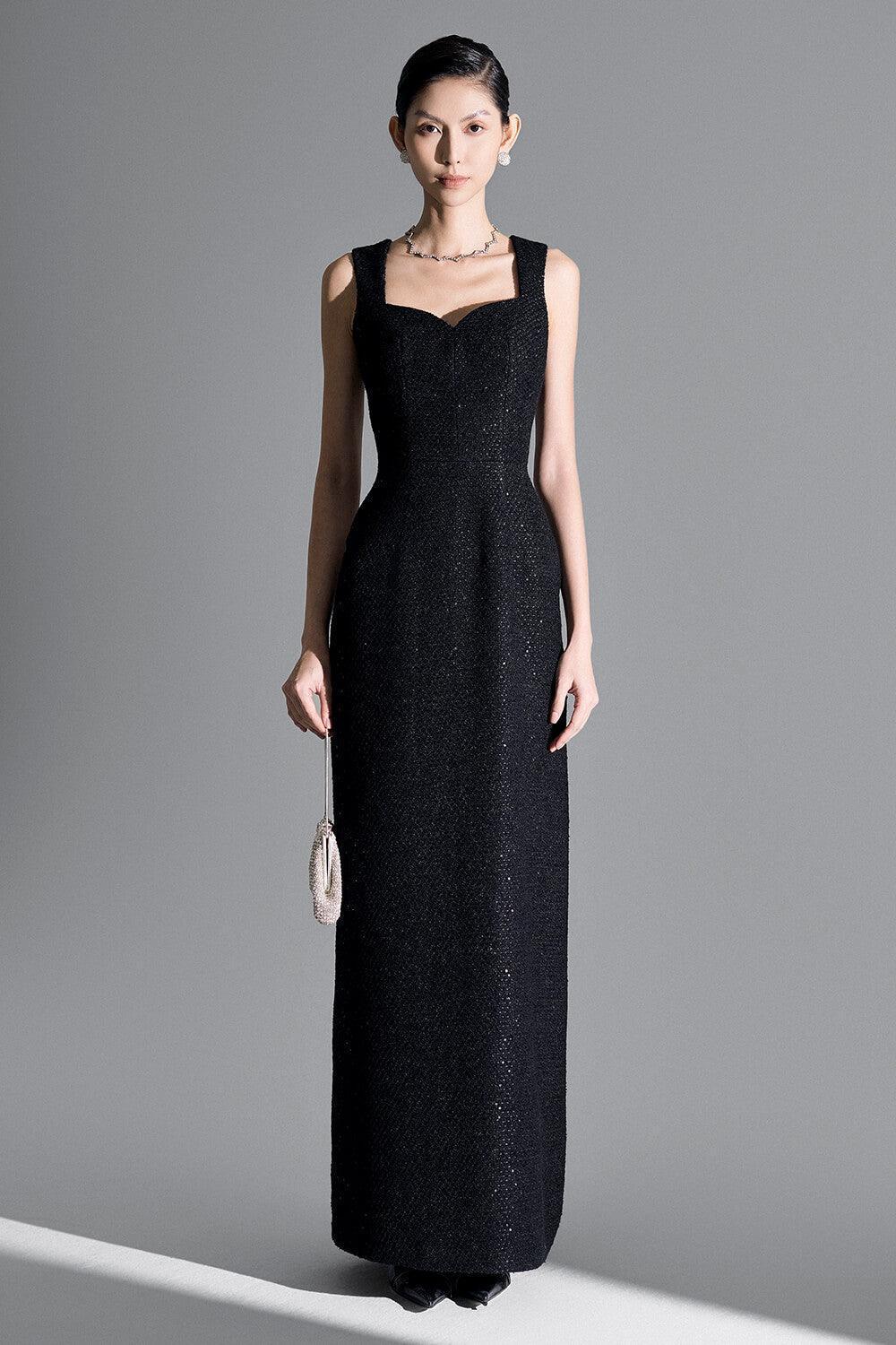 Women's Danielle Sheath Sleeveless Tweed Maxi Dress S/M/L Black MEAN BLVD Black / Customize Women's Danielle Sheath Sleeveless Tweed Maxi Dress S/M/L Black MEAN BLVD Black / Customize