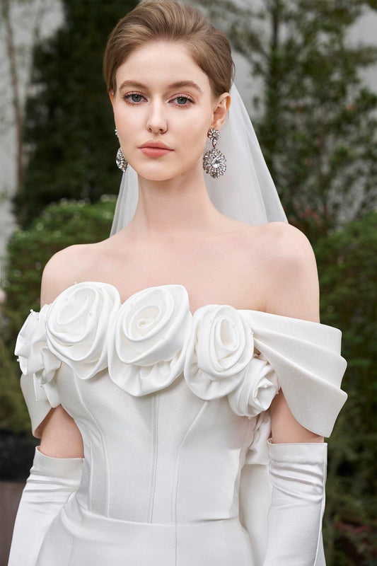 Deandre Mermaid Off-Shoulder Silk Lace Floor Length Dress - MEAN BLVD