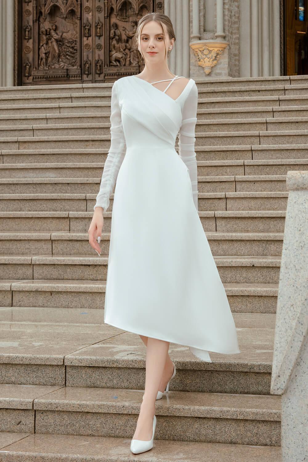 Women's Dhotra Asymmetric Side Slit Chanel Midi Dress S/M/L White MEAN BLVD, S / White Women's Dhotra Asymmetric Side Slit Chanel Midi Dress S/M/L White MEAN BLVD, S / White