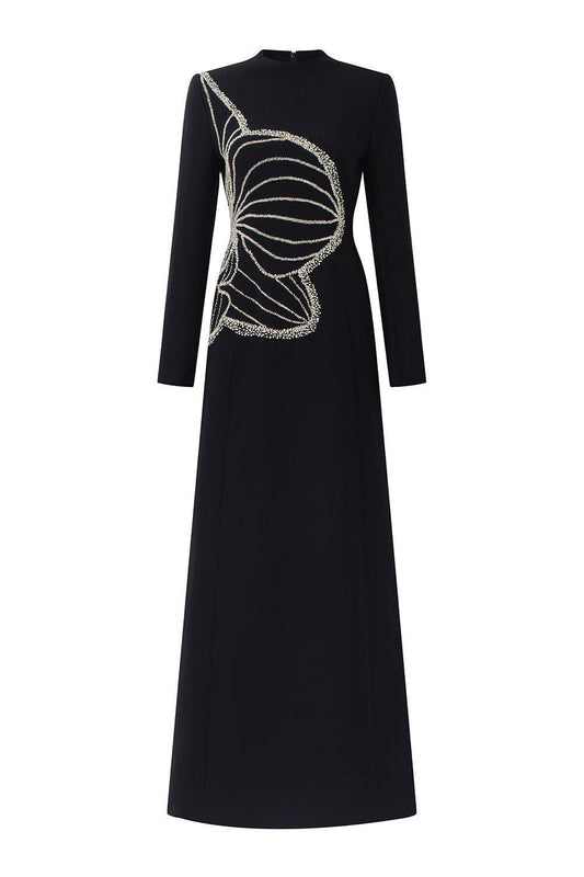 Distnx A-line Back Zipper Velvet Satin Maxi Dress - MEAN BLVD