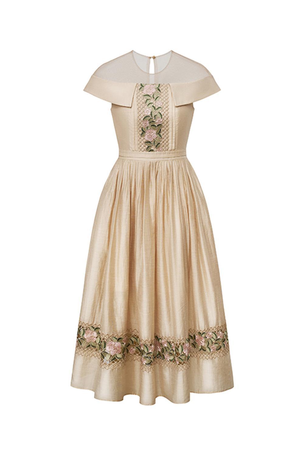 mother of bride dress a line Floor-Length A-Line Mother of the Bride Dress with Jewel Neckline main image 1