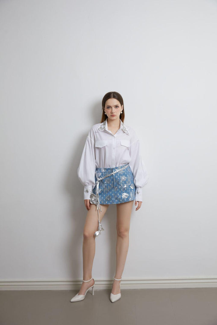 Ella A-line Front Zipper Denim Mini Skirt - MEAN BLVD