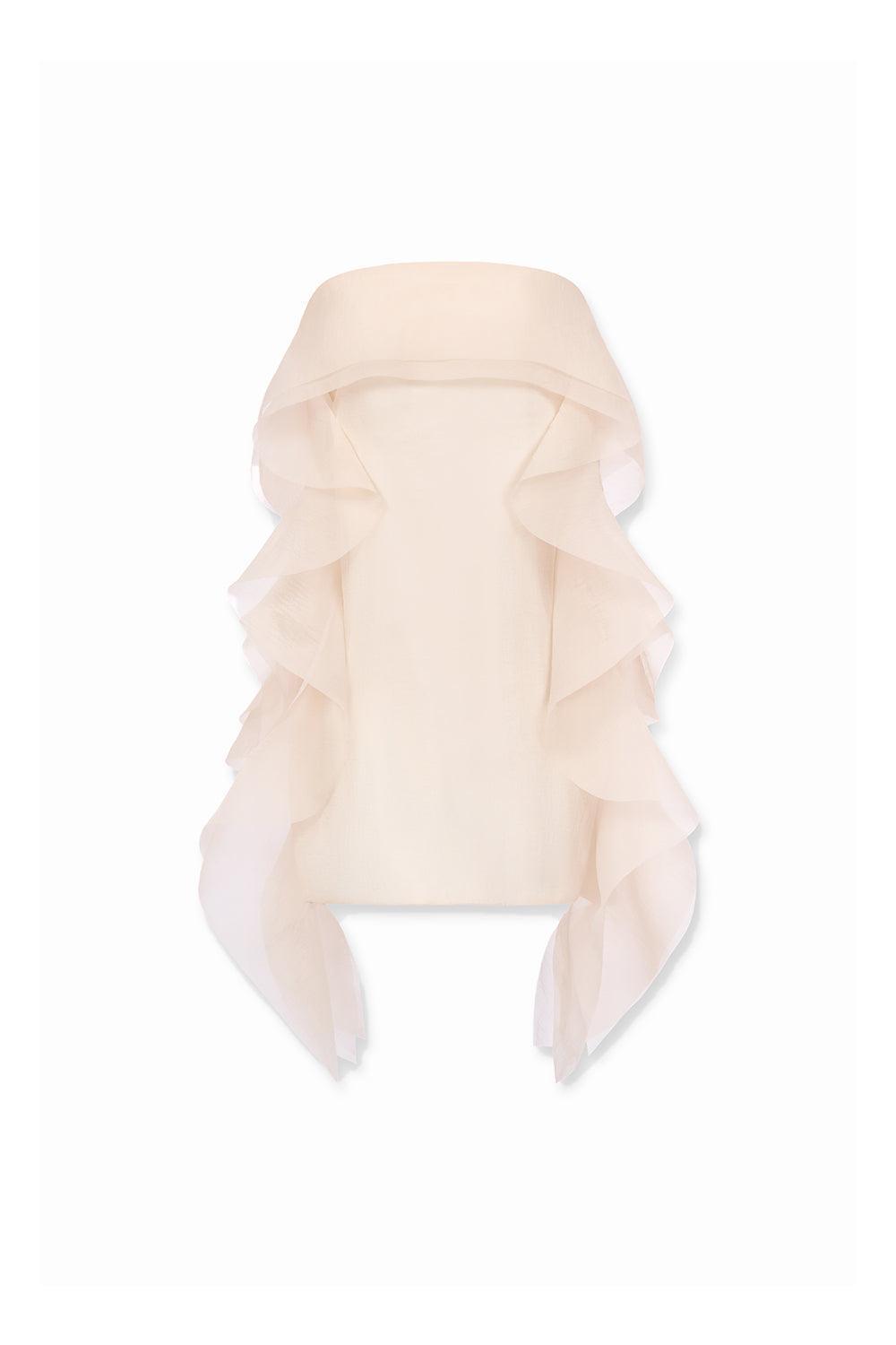 Women's Ellie Strapless Extended Flap Crinkle Organza Mini Dress XS/S/M/L/Customize Cream Mean Blvd Cream / Customize Women's Ellie Strapless Extended Flap Crinkle Organza Mini Dress XS/S/M/L/Customize Cream Mean Blvd Cream / Customize