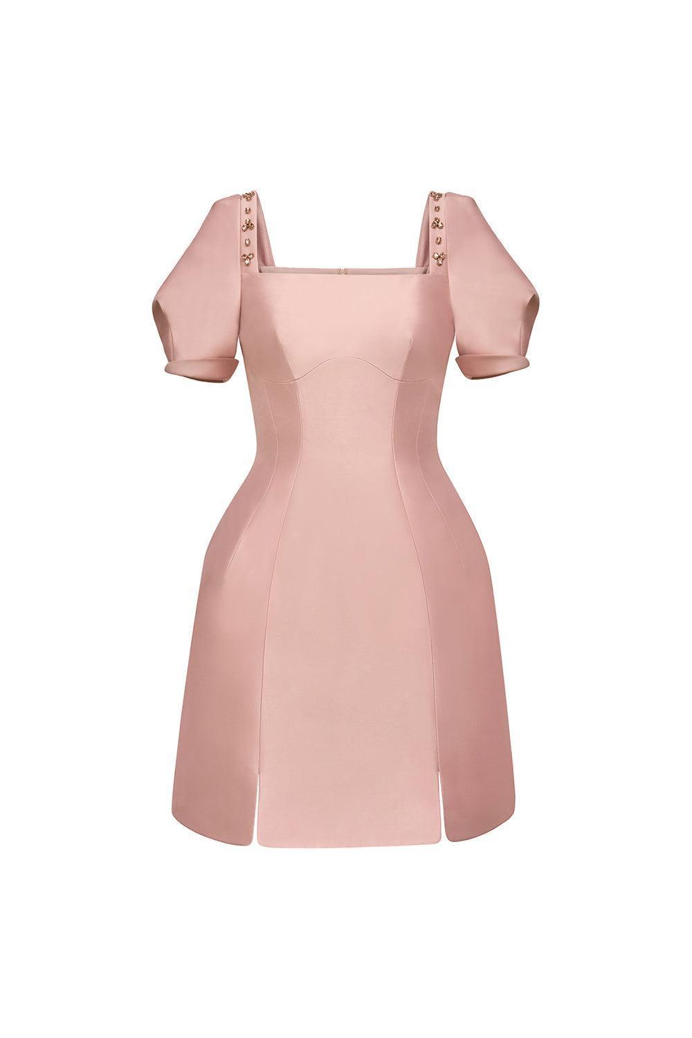 Women's Esther A-line Puffy Sleeved Taffeta Mini Dress S/M/L Black/Pink MEAN BLVD Women's Esther A-line Puffy Sleeved Taffeta Mini Dress S/M/L Black/Pink MEAN BLVD