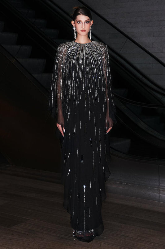 Fatima Straight Round Neck Crepe Maxi Dress - MEAN BLVD