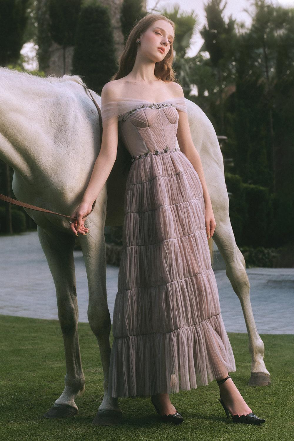 off the shoulder ankle length dress Missacc Mist Cocktail Dresses Elegant Off-The-Shoulder Sleeveless A-Line Ankle-Length Satin Cocktail Dresses With Bow(s)