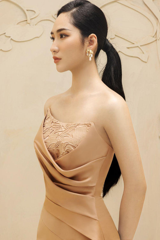 Gisèle Strapless Slit Hem Silk Floor Length Dress - MEAN BLVD