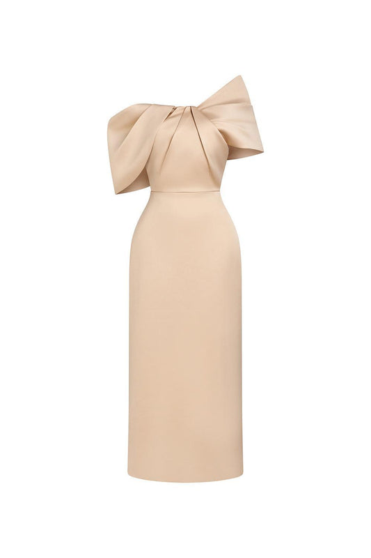 Grace Sheath Off-Shoulder Taffeta Midi Dress - MEAN BLVD