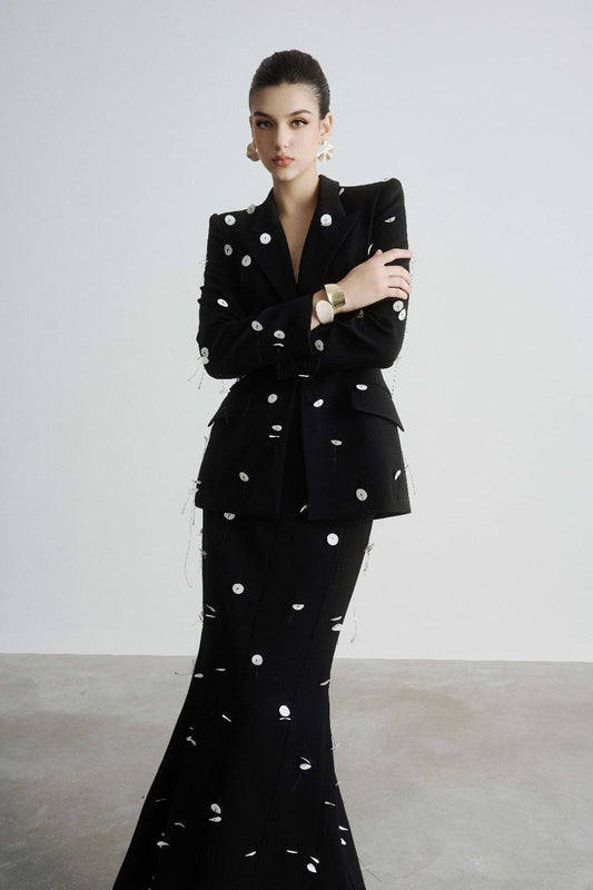 Gracy Trumpet Ribbed Polyester Ankle Length Skirt - MEAN BLVD