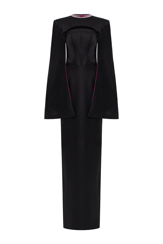 Bristol Sheath Square Shoulder Silk Floor Length Dress