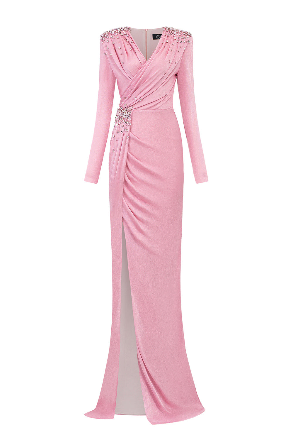Women's Freya Wrap V-Neck Jersey Floor Length Dress XS/S/M/L/XL/XXL/Customize Pink Nude MEAN BLVD Pink Nude / S Women's Freya Wrap V-Neck Jersey Floor Length Dress XS/S/M/L/XL/XXL/Customize Pink Nude MEAN BLVD Pink Nude / S
