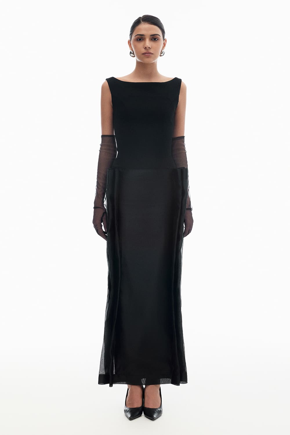 chinese dress ladies Women's Amandine Sheath Sleeveless Organza Ankle Length Dress  S/M/L/XL/Customize Black MEAN BLVD