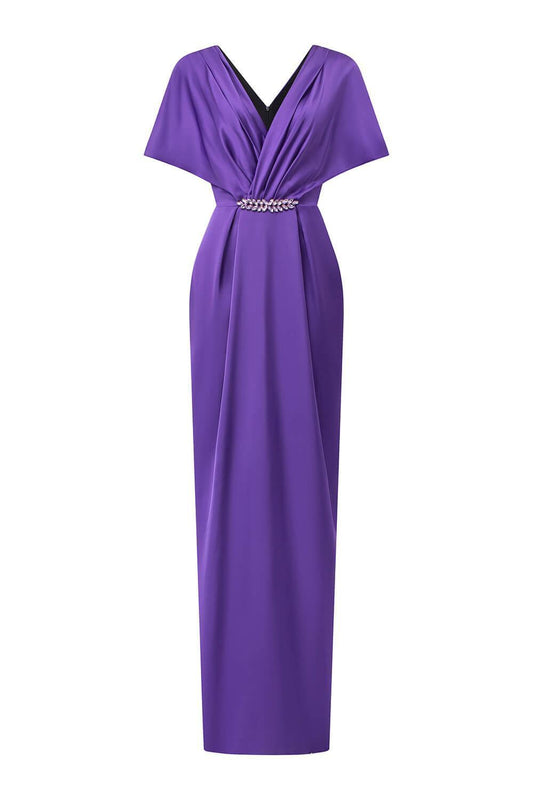 Solace Pegged V-Neck Silk Floor Length Dress - MEAN BLVD