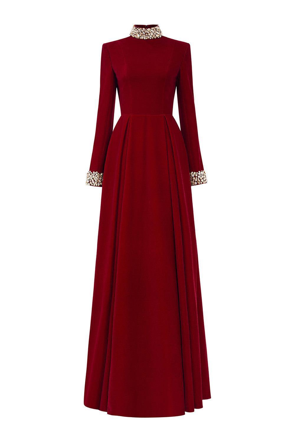 Women's Haley A-line Draped Velvet Floor Length Dress XS/S/M/L/XL/XXL/Customize Bordeaux MEAN BLVD Bordeaux / XXL Women's Haley A-line Draped Velvet Floor Length Dress XS/S/M/L/XL/XXL/Customize Bordeaux MEAN BLVD Bordeaux / XXL