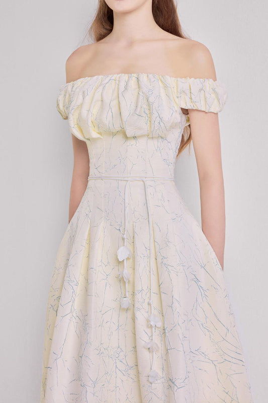 Hana A-line Off-Shoulder Silk Crepe Midi Dress - MEAN BLVD