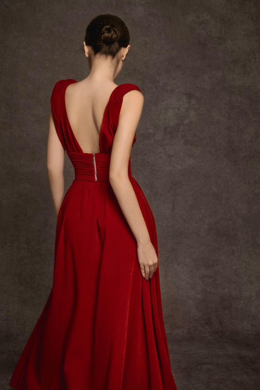 Hy Flared Strappy Velvet Floor Length Dress - MEAN BLVD