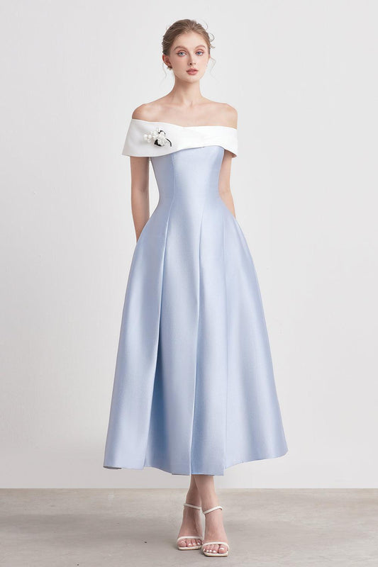 Ipomoea A-line Off-Shoulder Taffeta Midi Dress - MEAN BLVD