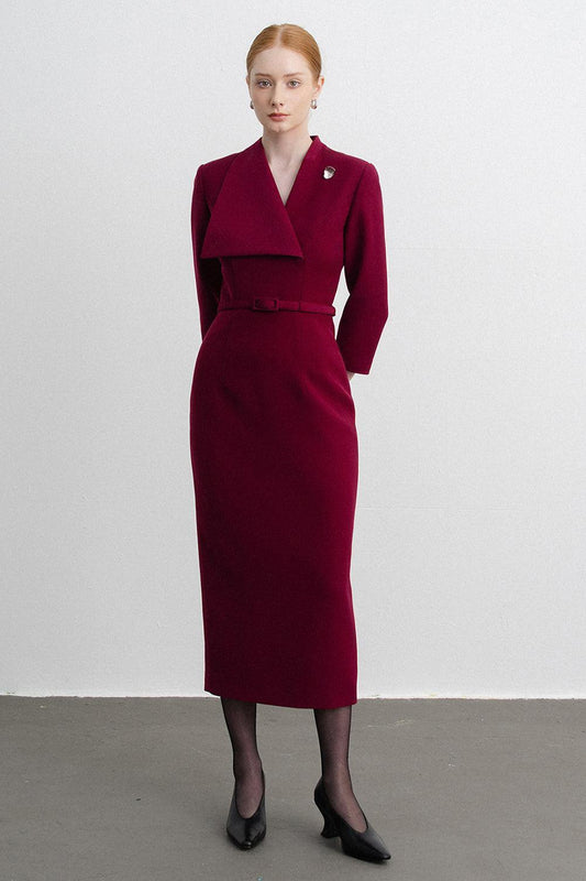 Isabella Pencil Asymmetric Neck Polycotton Midi Dress - MEAN BLVD