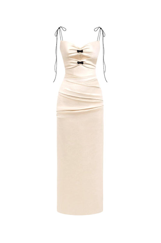 Ivory Leather Effect Dress - MEAN BLVD