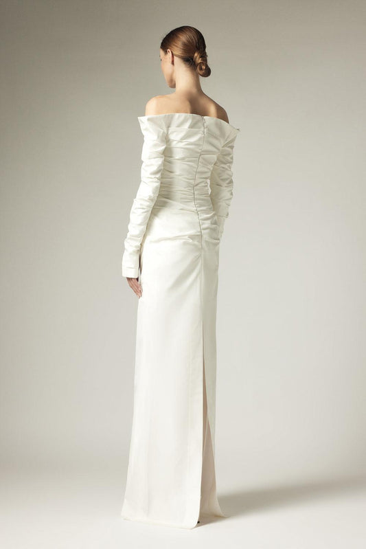 Janet Sheath Off-Shoulder Polyester Floor Length Dress - MEAN BLVD