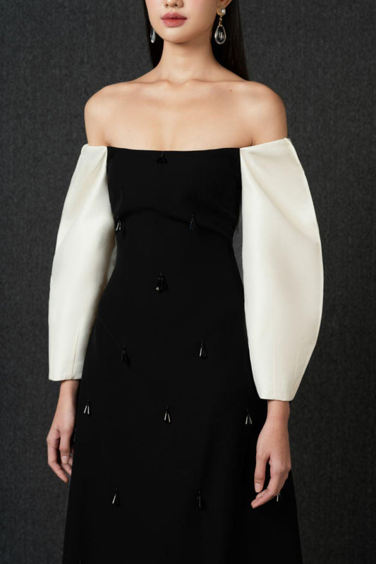 Jasper A-line Puffy Sleeved Polycotton Midi Dress - MEAN BLVD