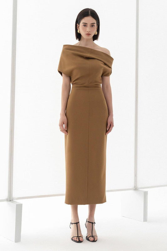 Josie Sheath Short Sleeved Twill Midi Dress - MEAN BLVD