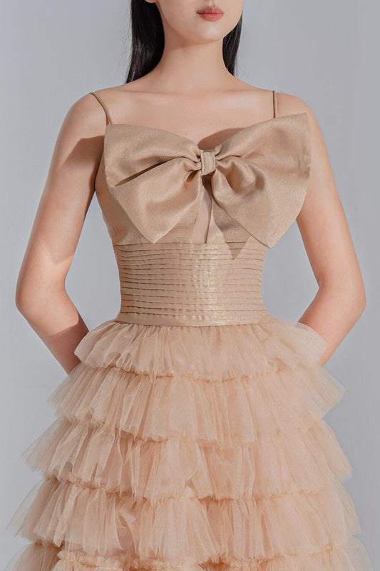 Jovien Layered Square Neck Tulle Ankle Length Dress - MEAN BLVD