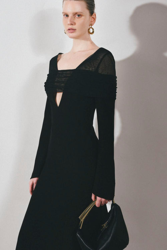 Jream Sheath Long Sleeved Satin Crepe Midi Dress - MEAN BLVD