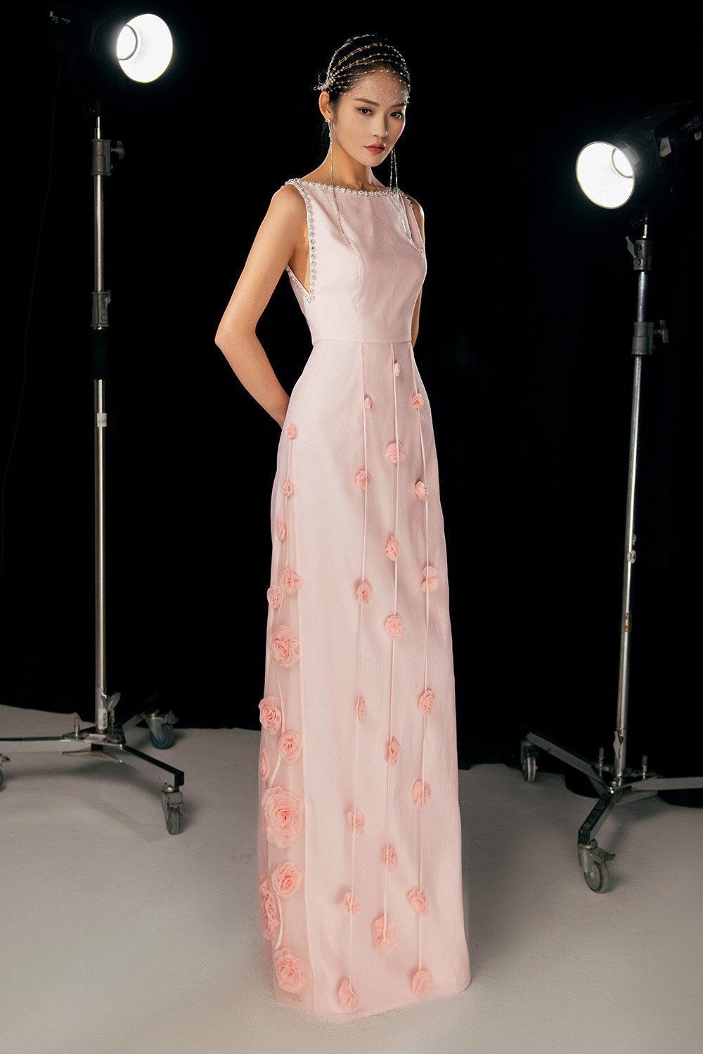J&J Fashion 3030 A-line Long Formal Dress Bateau Neckline