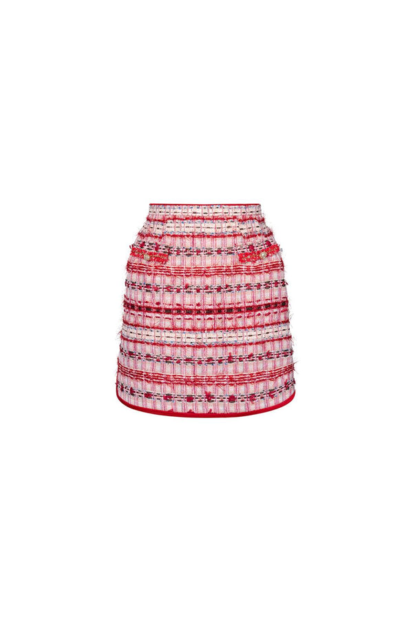 Judy A-line Slit Hem Tweed Mini Skirt - MEAN BLVD