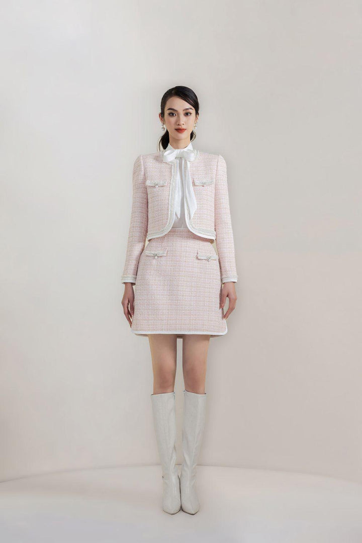 Judy A-line Slit Hem Tweed Mini Skirt - MEAN BLVD