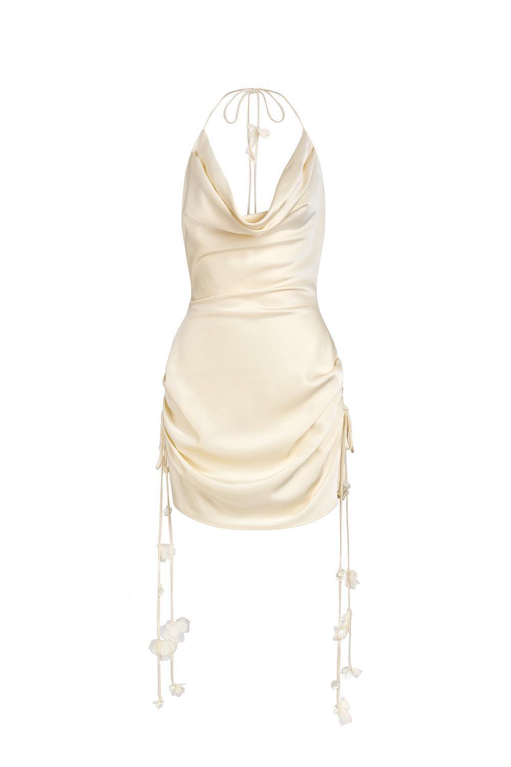 Women's Justice A-line Cowl Neck Silk Mini Dress XXS/XS/S/M/L Cream MEAN BLVD Cream / XXS Women's Justice A-line Cowl Neck Silk Mini Dress XXS/XS/S/M/L Cream MEAN BLVD Cream / XXS