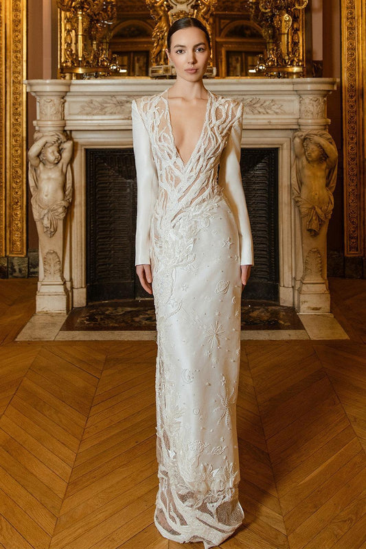 Keepsakes Sheath Square Shoulder Taffeta Floor Length Dress - MEAN BLVD