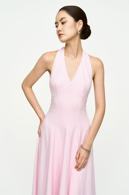 Kelly Halter Sleeveless Crepe Ankle Length Dress - MEAN BLVD