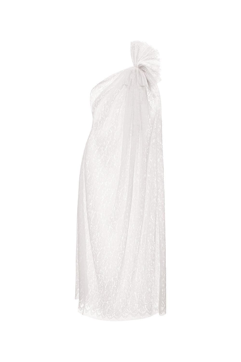 One Shoulder Short Dresses with Lace Bodice Mist Plus Size